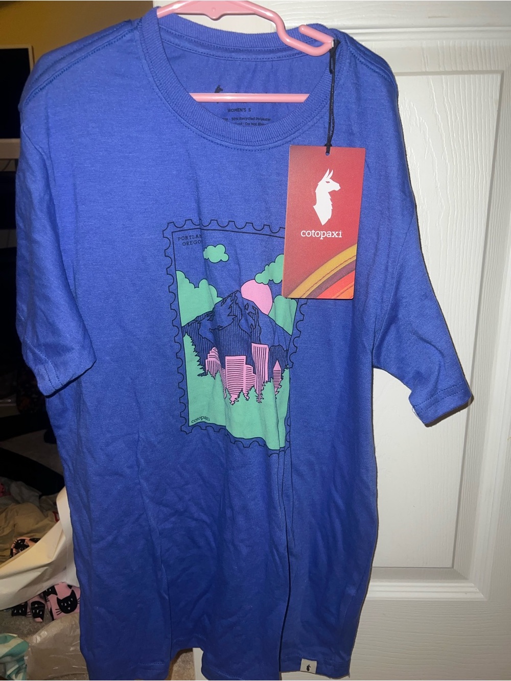 NWT Sample Cotopaxi Blue Graphic T-Shirt - Portland Women’s small